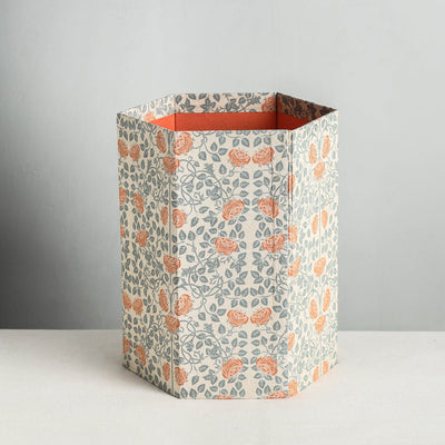 Floral Printed Handcrafted Collapsible Waste Paper Bin 