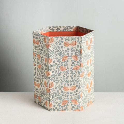  Floral Printed Handcrafted Collapsible Waste Paper Bin 