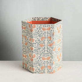  Floral Printed Handcrafted Collapsible Waste Paper Bin 