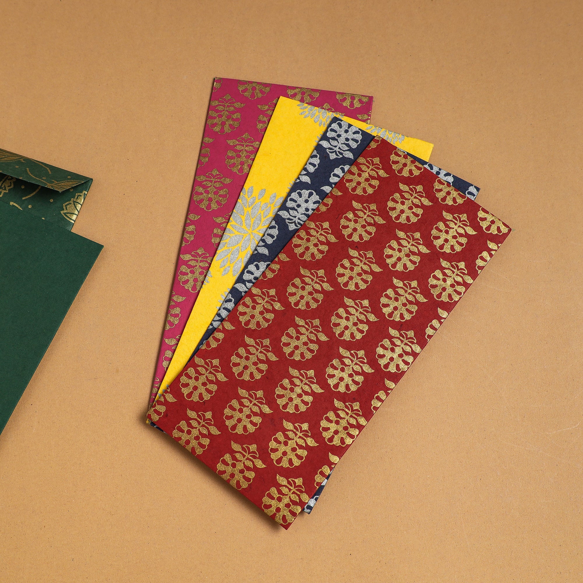  Floral Printed Handcrafted Notecards with Envelopes (Assorted Set of 5) 