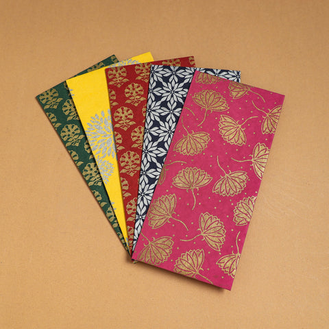  Floral Printed Handcrafted Notecards with Envelopes (Assorted Set of 5) 