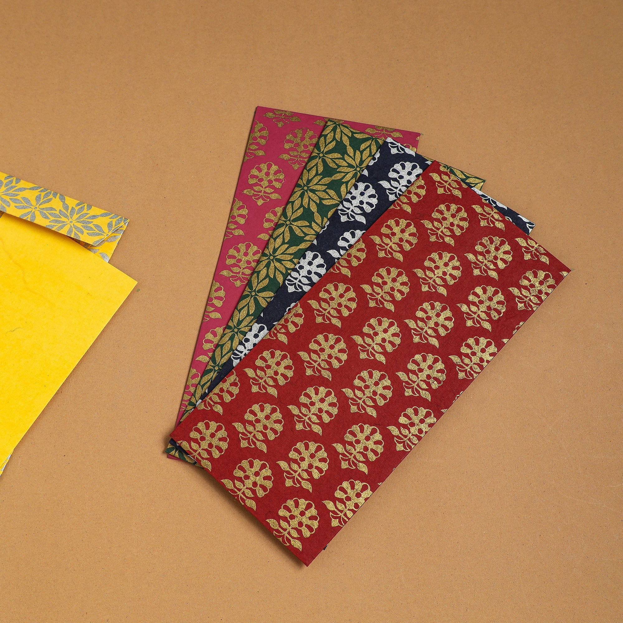  Floral Printed Handcrafted Notecards with Envelopes (Assorted Set of 5) 