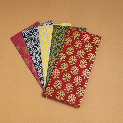  Floral Printed Handcrafted Notecards with Envelopes (Assorted Set of 5) 
