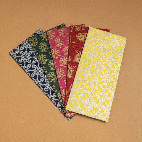  Floral Printed Handcrafted Notecards with Envelopes (Assorted Set of 5) 