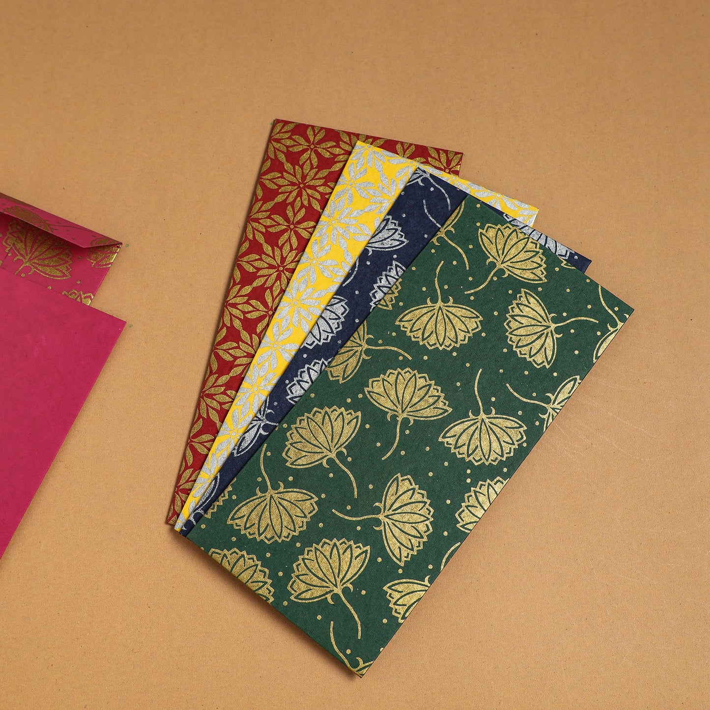  Floral Printed Handcrafted Notecards with Envelopes (Assorted Set of 5) 