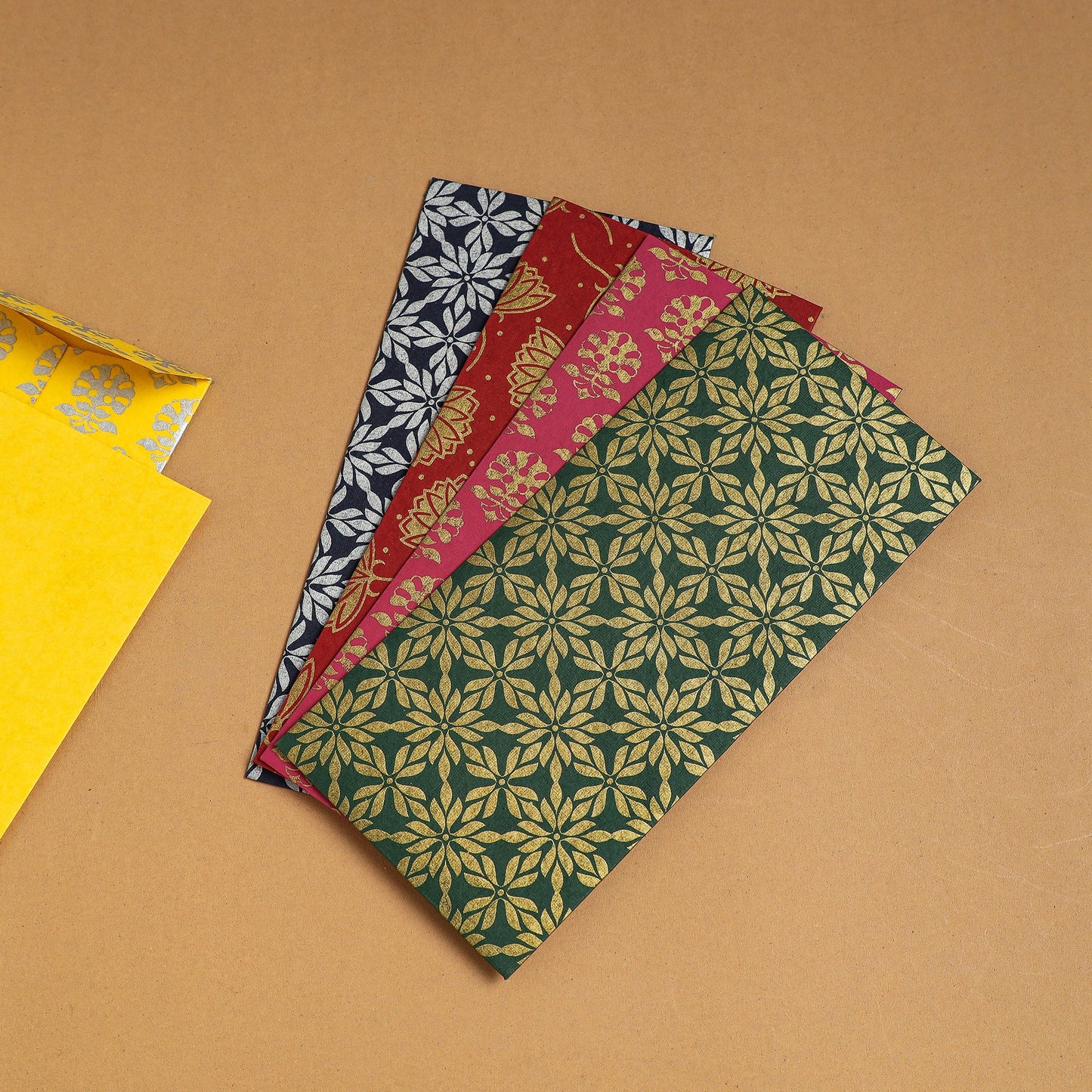  Floral Printed Handcrafted Notecards with Envelopes (Assorted Set of 5) 