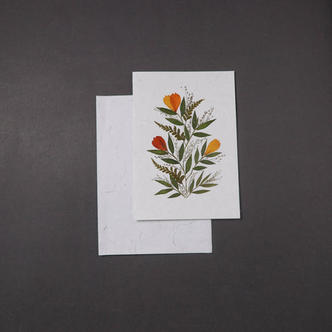 Flower Art Handmade Paper Greeting Card 
