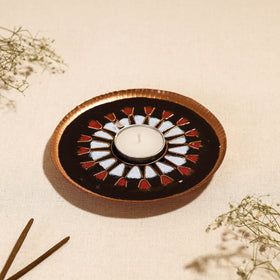 Buy Flower - Copper Hand-Hammered Enamel Work Tealight Holder Online at iTokri.com