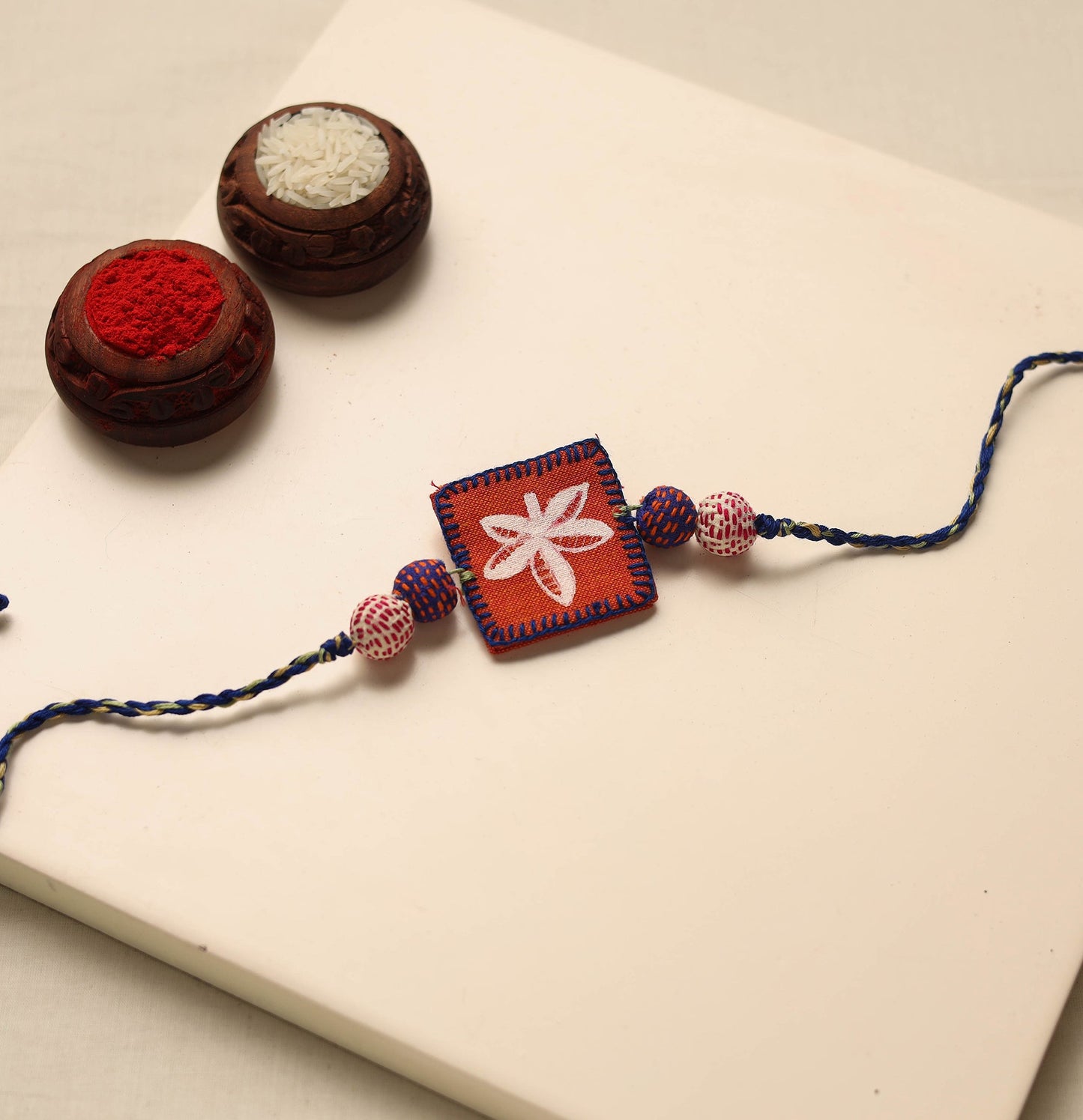 Flower - Hand Embroidery Beadwork Rakhi