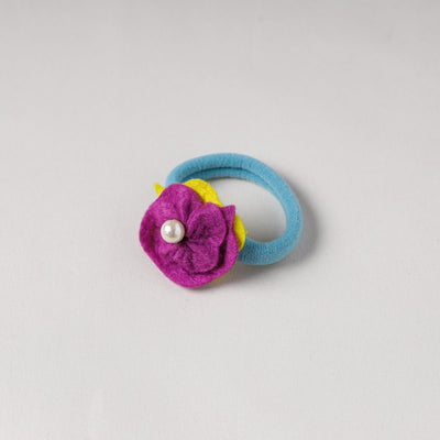  Flower - Handmade Felt & Beadwork Rubber Band 