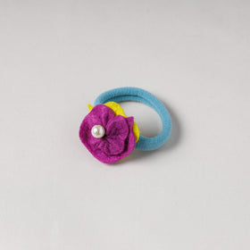  Flower - Handmade Felt & Beadwork Rubber Band 