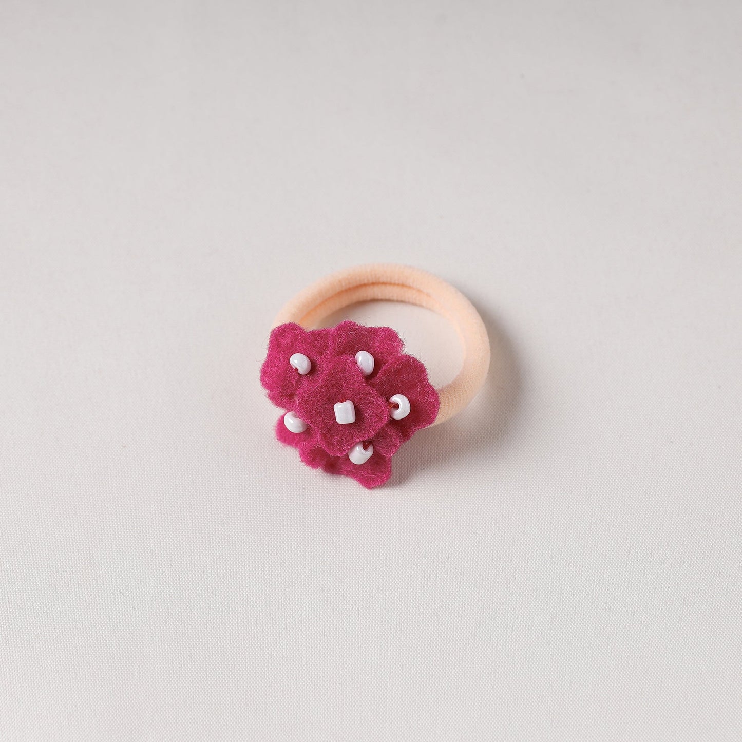  Flower - Handmade Felt & Beadwork Rubber Band 