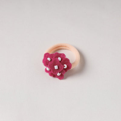  Flower - Handmade Felt & Beadwork Rubber Band 