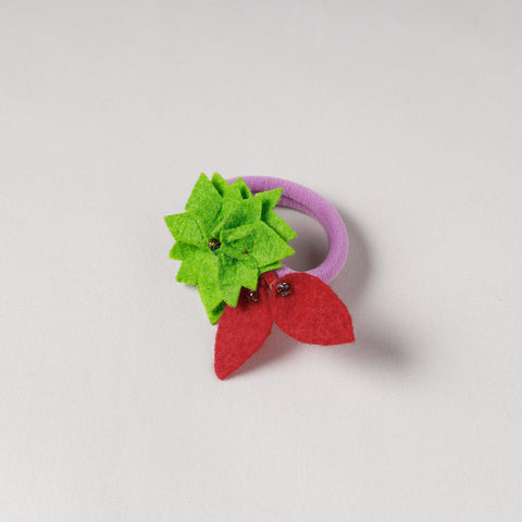  Flower - Handmade Felt & Beadwork Rubber Band 