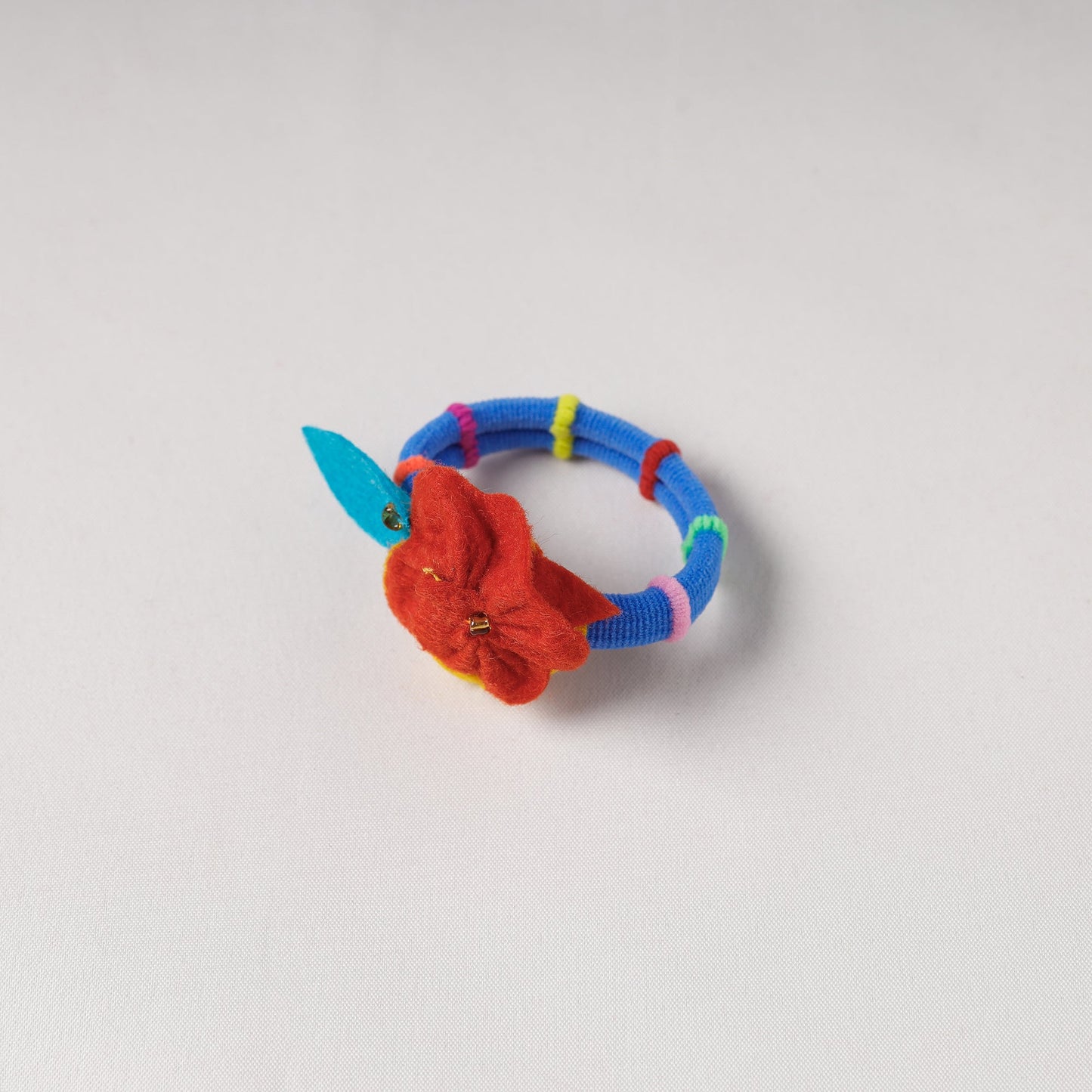  Flower - Handmade Felt & Beadwork Rubber Band 