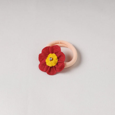  Flower - Handmade Felt & Beadwork Rubber Band 