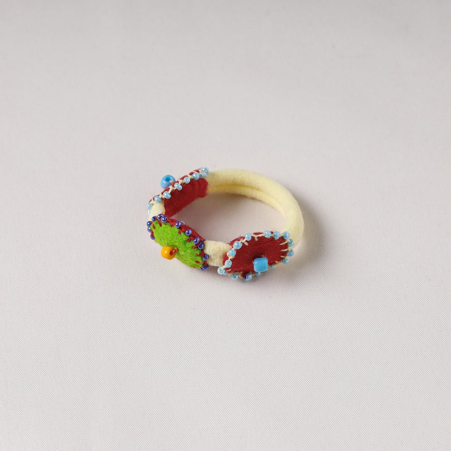  Flower - Handmade Felt & Beadwork Rubber Band 