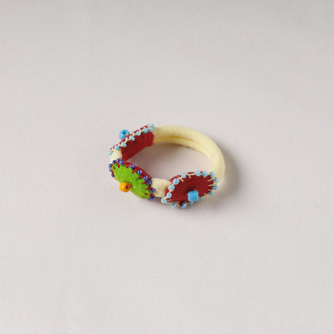  Flower - Handmade Felt & Beadwork Rubber Band 