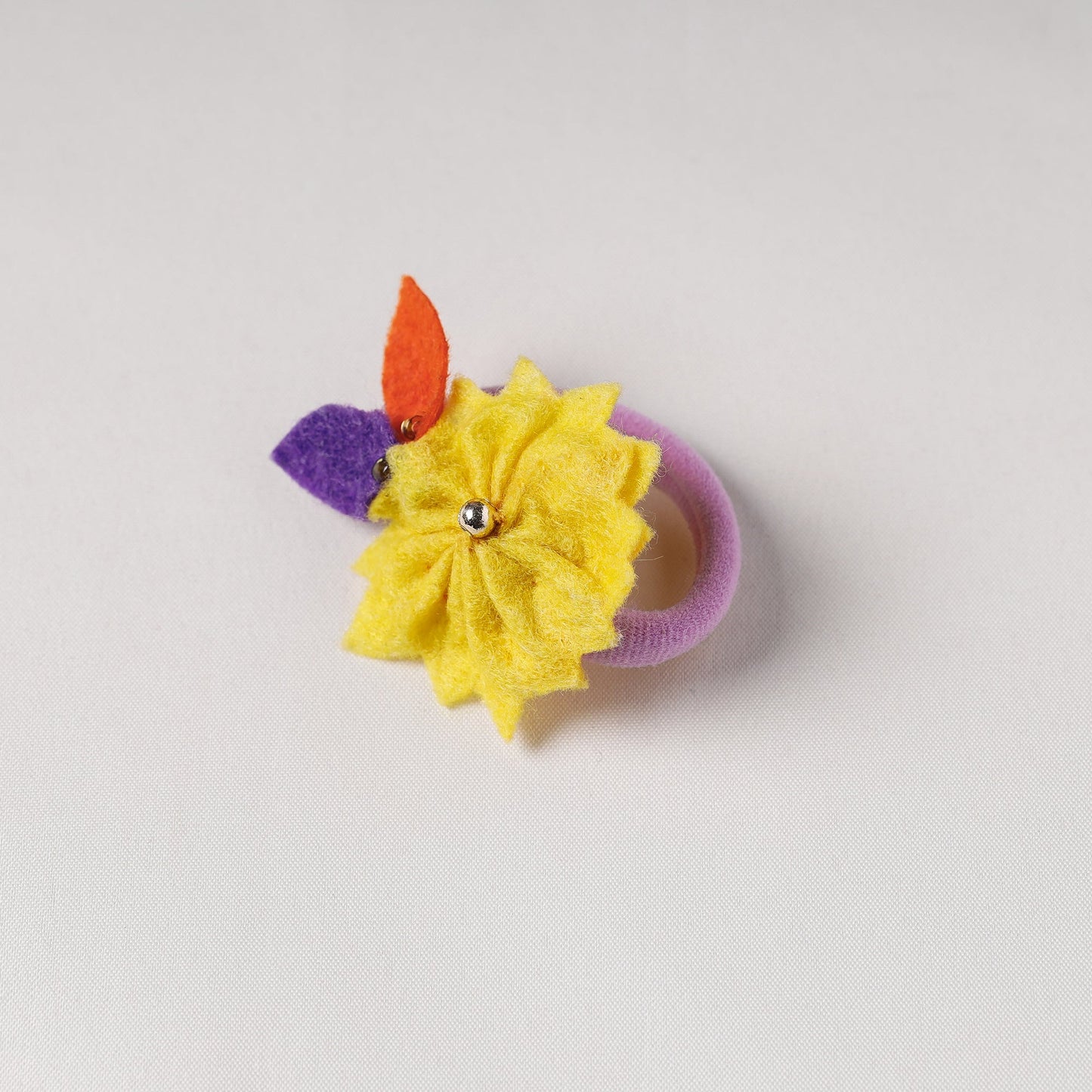  Flower - Handmade Felt & Beadwork Rubber Band 