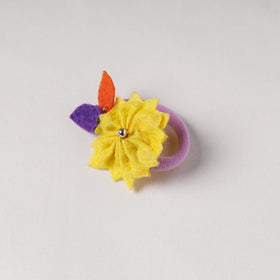  Flower - Handmade Felt & Beadwork Rubber Band 