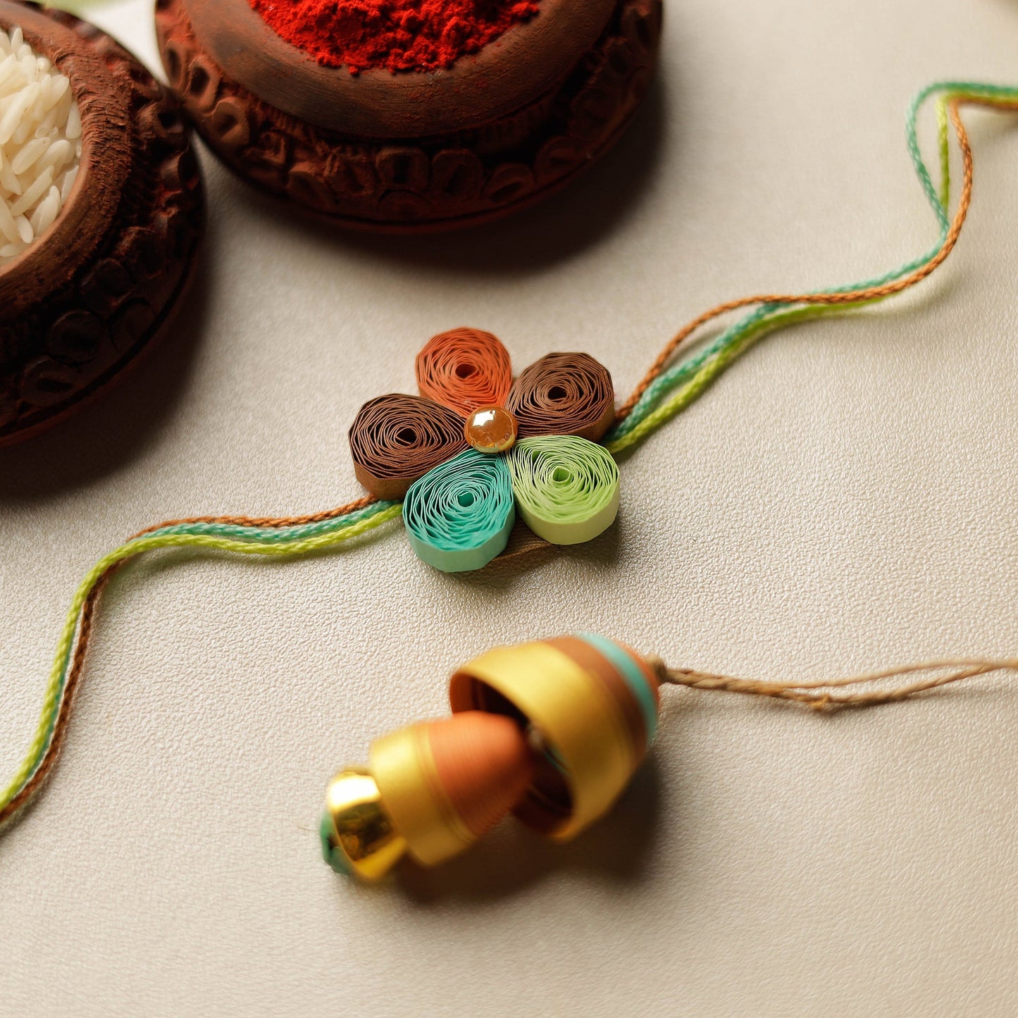  Handmade Paper Quilling Rakhi & Lumba Set 43 