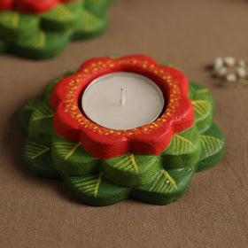  Flower - Handpainted Clay Candle Holders (Set of 2) Online in India l iTokri.com 