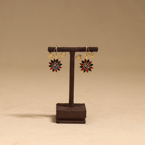 Flower & leaf - handcrafted paka meenakari earrings 70
