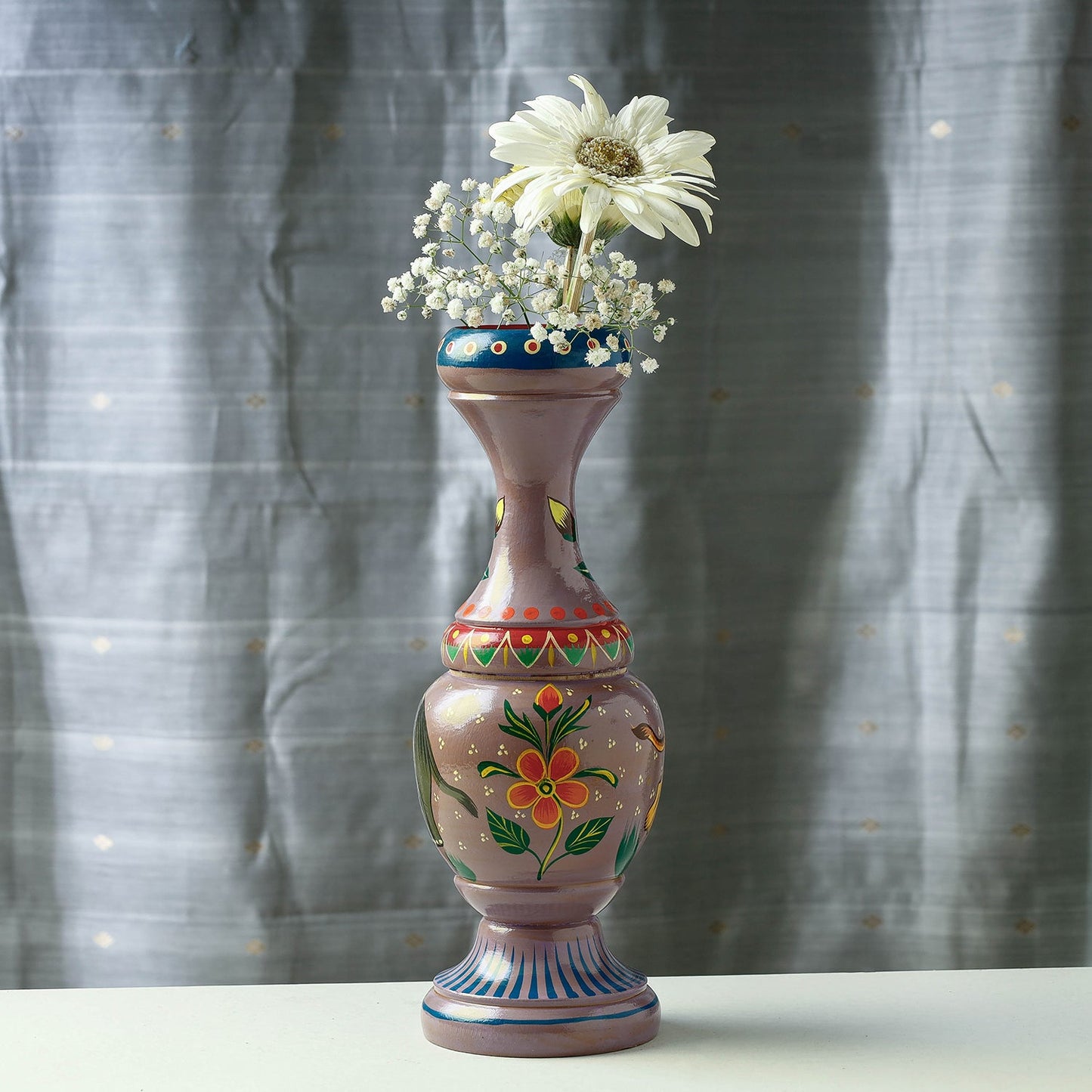 Flower Pot - Banaras Handpainted Wooden Home Decor Item 