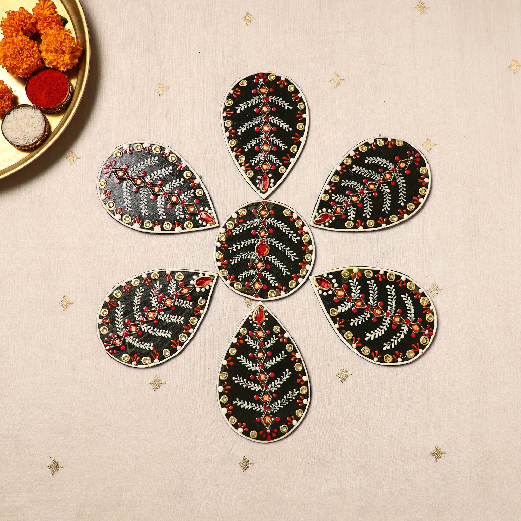  Flower Rangoli - Hand Painted Beadwork Home Decor Items