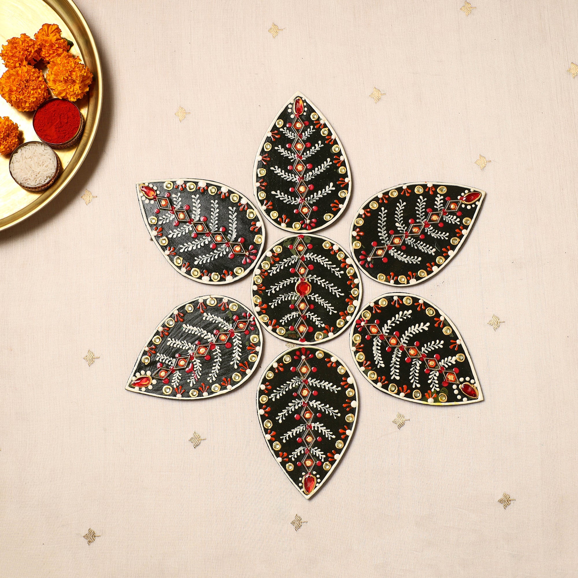 Flower Rangoli - Hand Painted Beadwork Home Decor Items