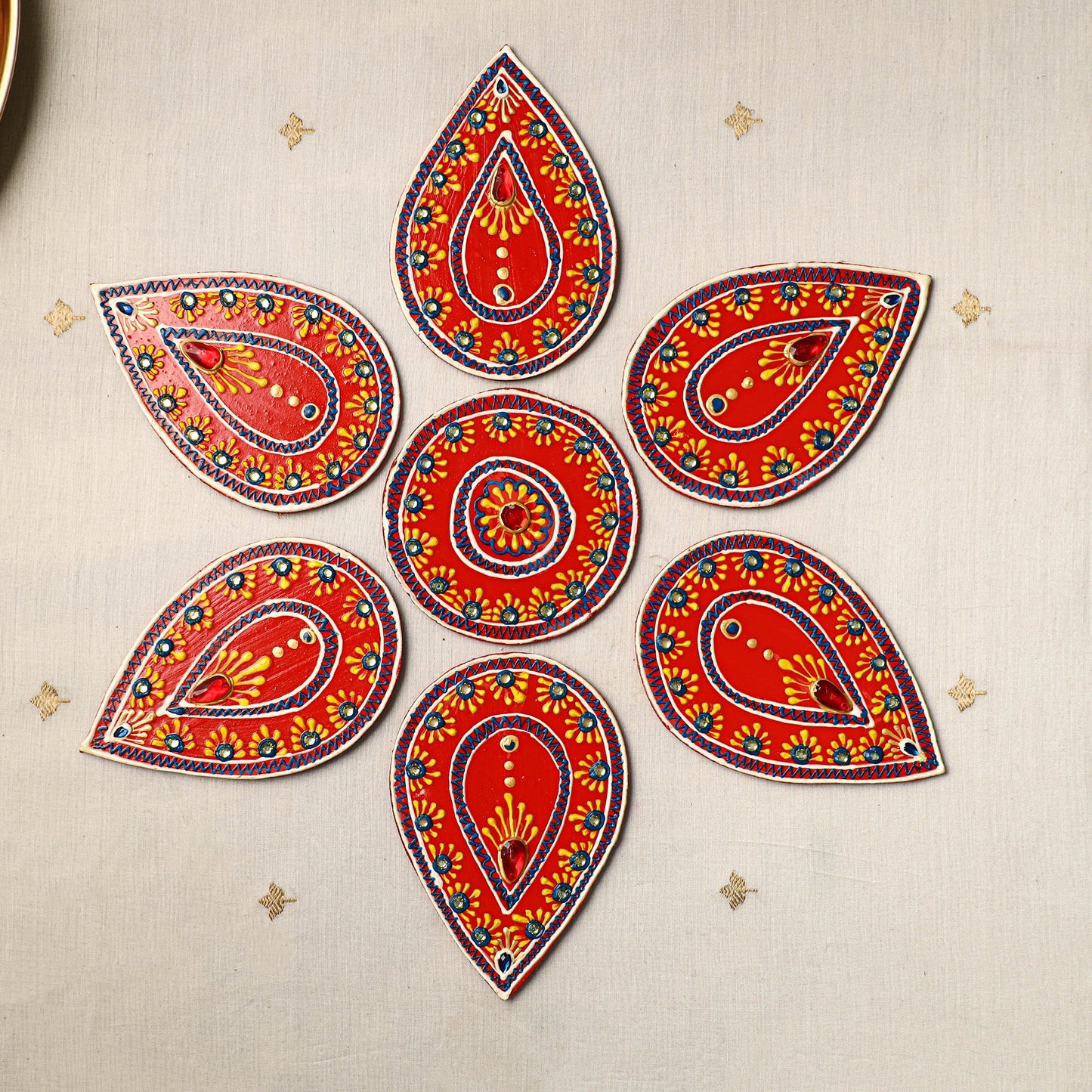 Flower - traditional hand painted beadwork decor rangoli 01
