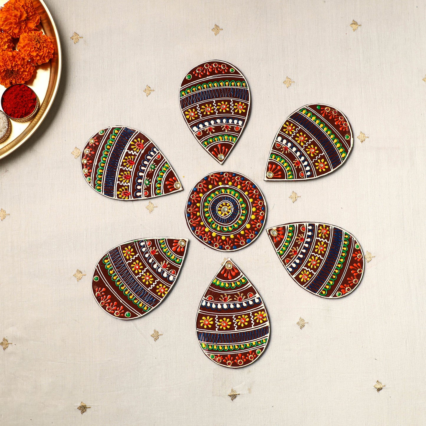 Flower - traditional hand painted beadwork decor rangoli 03