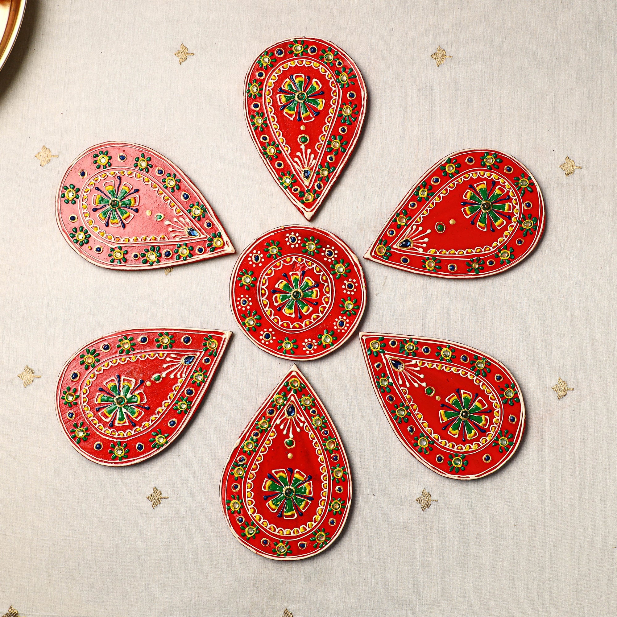 Flower - traditional hand painted beadwork decor rangoli 05