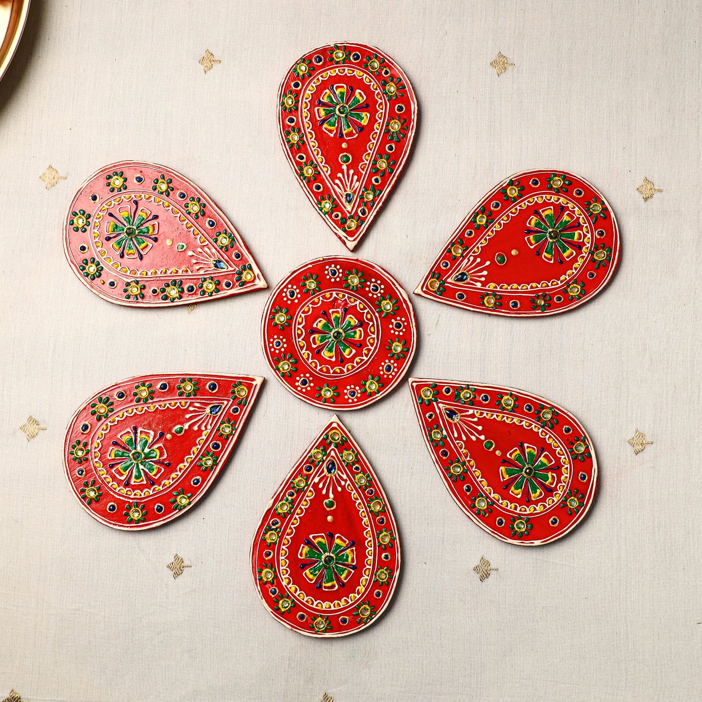 Flower - traditional hand painted beadwork decor rangoli 05