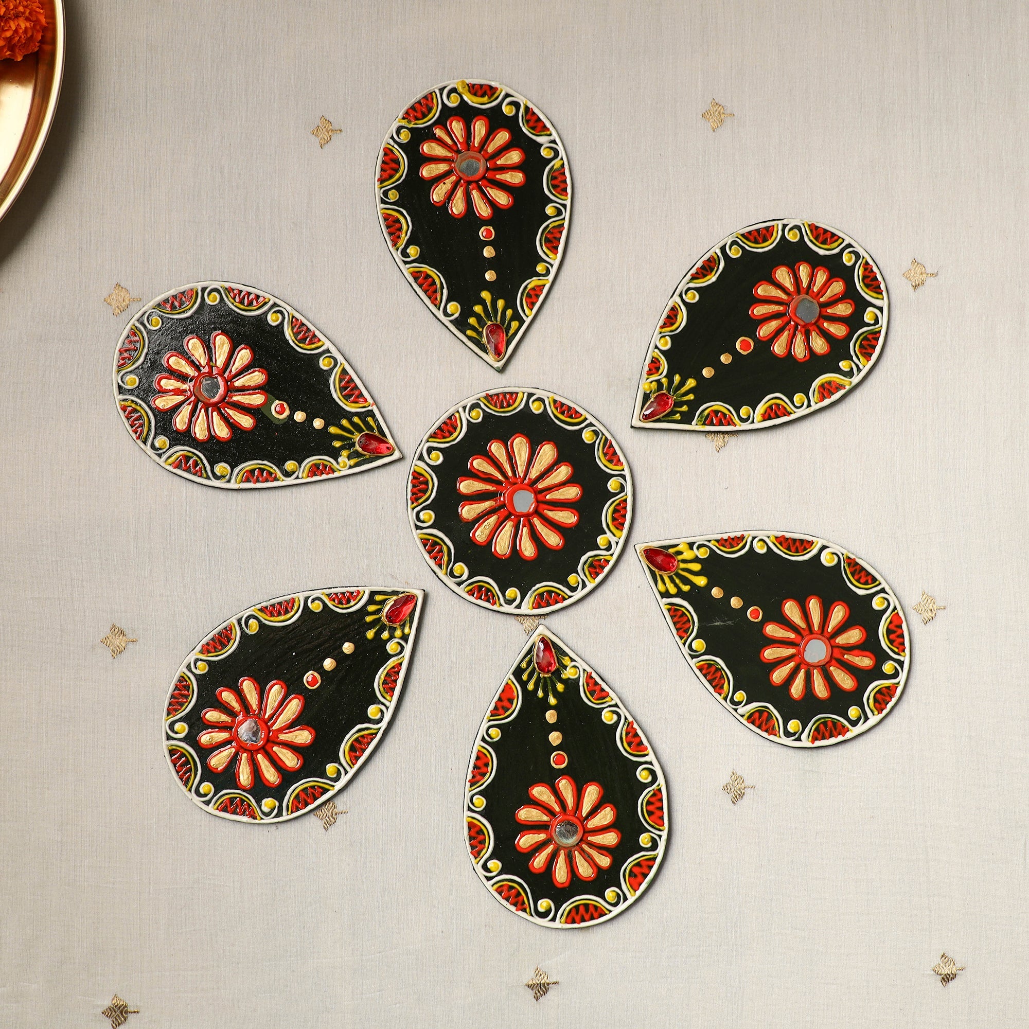 Flower - traditional hand painted beadwork decor rangoli 26