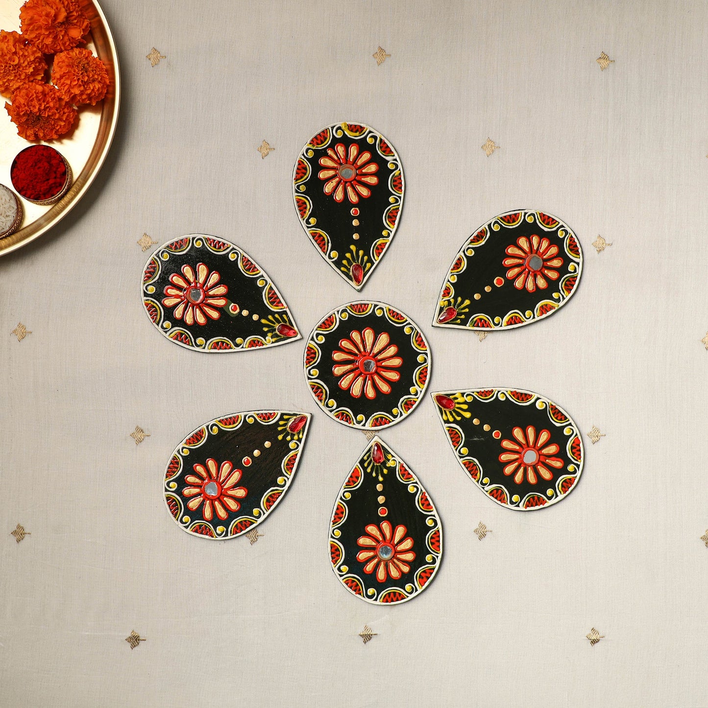 Flower - traditional hand painted beadwork decor rangoli 26