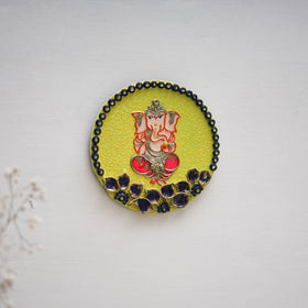 Ganesha - handpainted clay art wall frame 01 - handcrafted