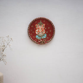 Ganesha - handpainted clay art wall frame 02 - handcrafted