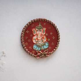 Ganesha - handpainted clay art wall frame 02 - handcrafted
