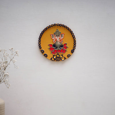Ganesha - handpainted clay art wall frame 04 - handcrafted