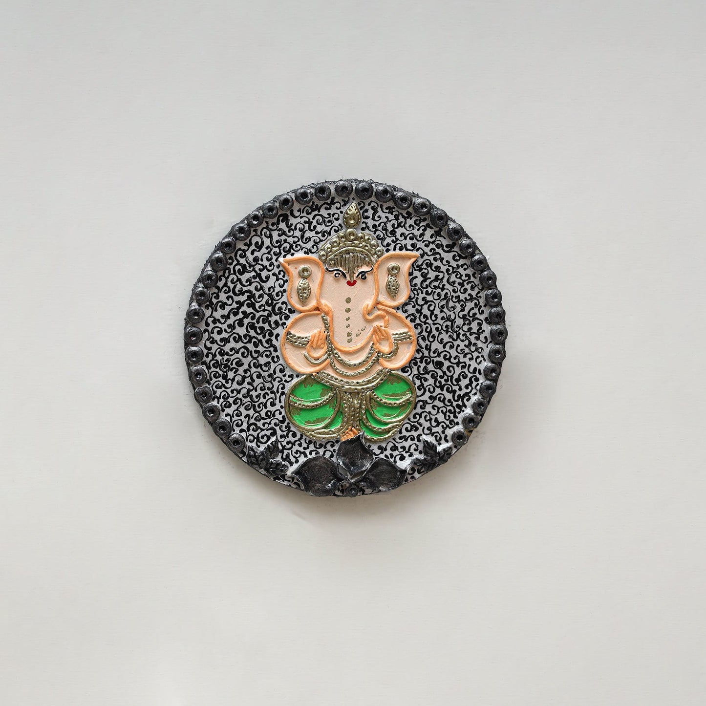 Ganesha - handpainted clay art wall frame 04 - handcrafted