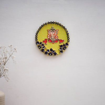 Ganesha - handpainted clay art wall frame 05 - handcrafted