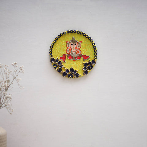 Ganesha - handpainted clay art wall frame 05 - handcrafted