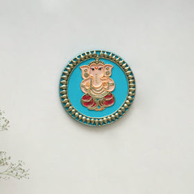 Ganesha - handpainted clay art wall frame 09 - handcrafted