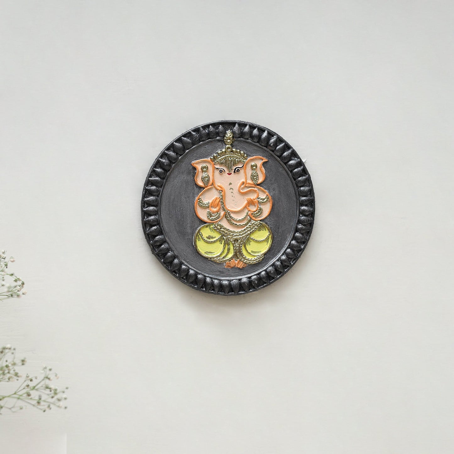 Ganesha - handpainted clay art wall frame 12 - handcrafted