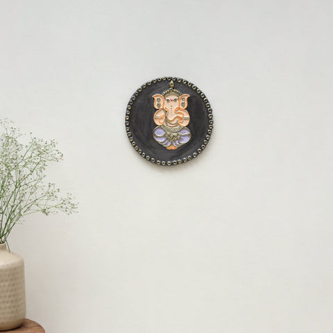 Ganesha - handpainted clay art wall frame 13 - handcrafted