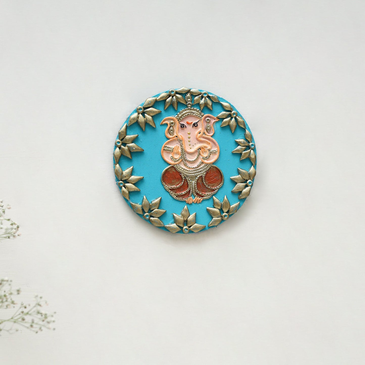 Ganesha - handpainted clay art wall frame 14 - handcrafted