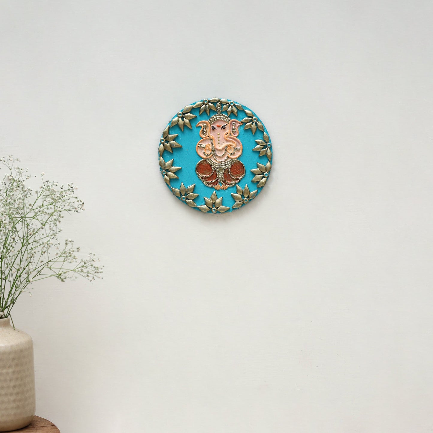 Ganesha - handpainted clay art wall frame 14 - handcrafted