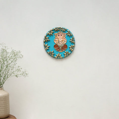 Ganesha - handpainted clay art wall frame 14 - handcrafted