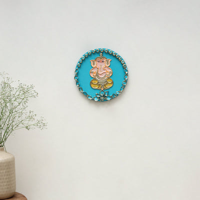 Ganesha - handpainted clay art wall frame 15 - handcrafted